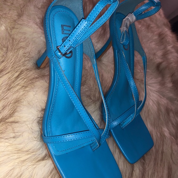 EGO Shoes Ego Official Blue Strappy Square Toe Heels
